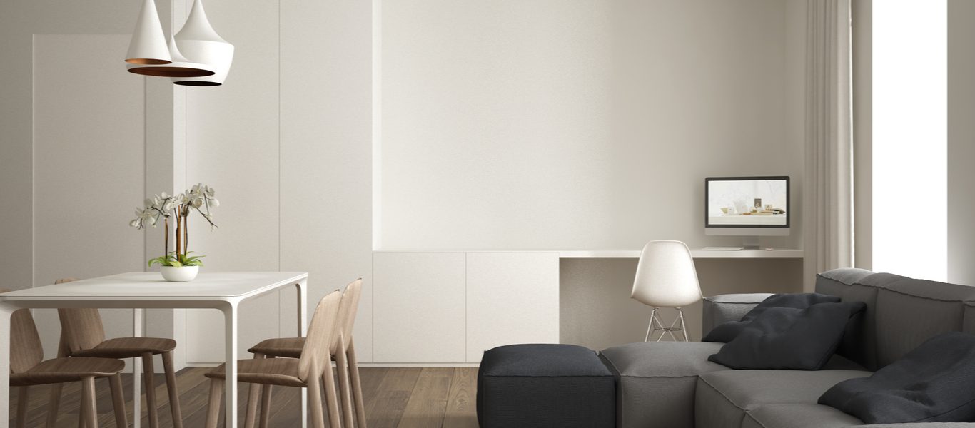 Tendencia Japandi hogar sala azul