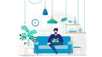 Ilustración persona leyendo libros para agentes inmobiliarios