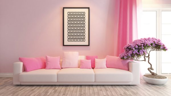 Decoración en tonos rosas