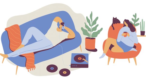 pareja escuchando canciones