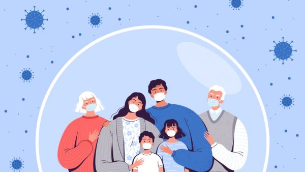 Ilustración familia en casa
